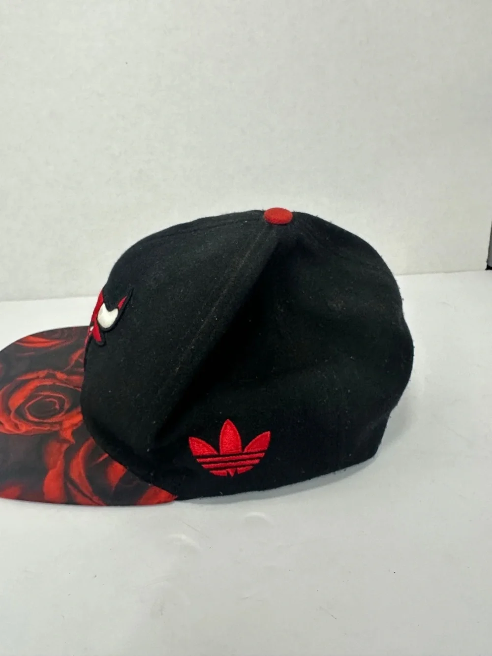 Adidas Chicago Bulls NBA Snapback Hat with Red Rose Graphic Brim